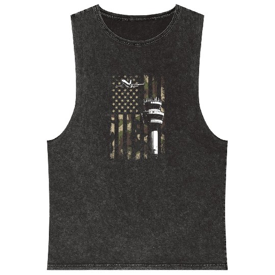 American Flag US, air traffic controller Mineral Wash Tank Tops