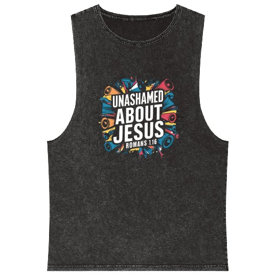 Unashamed About Jesus Mineral Wash Tank Tops
