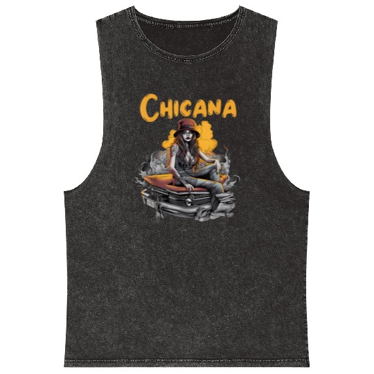 Chicana Lowrider Clothes Mexican American Mineral Wash Tank Tops