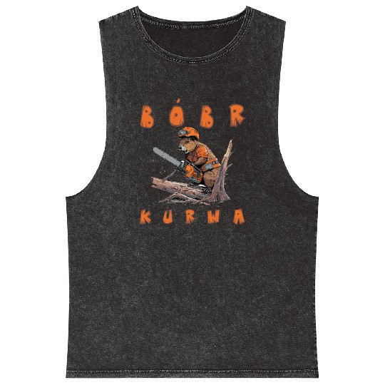 Beaver Lumberjack Chainsaw Mineral Wash Tank Tops