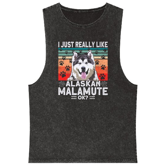 Dog Clothing Alaskan Malamute Premium Mineral Wash Tank Tops
