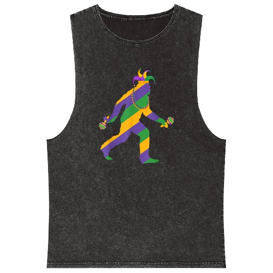 mardi gras bigfoot sasquatch men Mineral Wash Tank Tops