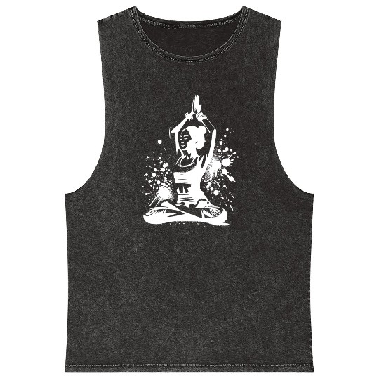 Asian Meditation Relaxation Yoga Teacher Mineral Wash Tank Tops