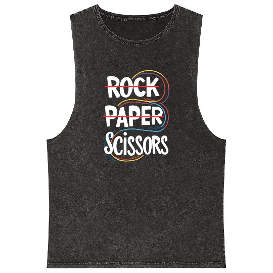 Rock Paper Scissors Lesbian Funny Gay Pride LGBT Mineral Wash Tank Tops
