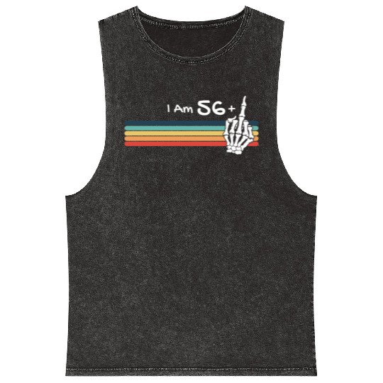 I'm not 57, I am 56 plus Middle Finger Retro Mineral Wash Tank Tops