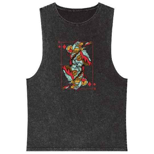 Eagle Steampunk Card Game King of Diamonds Poker Mineral Wash Tank Tops