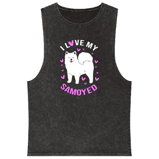 Dog Owner Pet Lover Dog Mom I Love Samoyed Mineral Wash Tank Tops