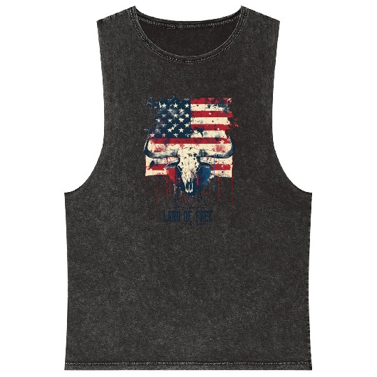 Land of the free because of the brave , 4 July Mineral Wash Tank Tops