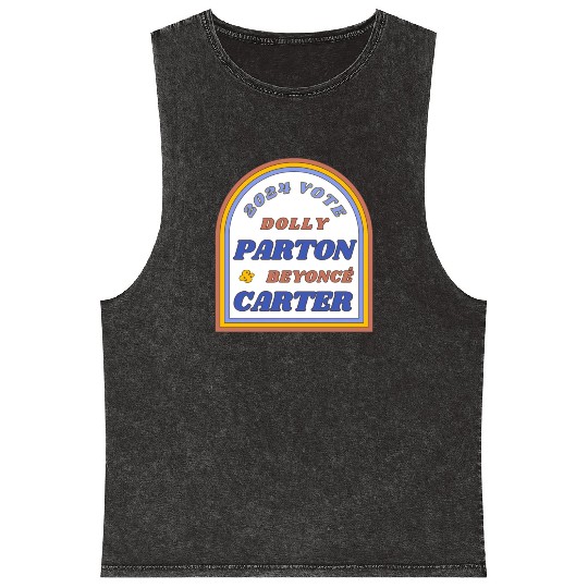 Vote Dolly Parton & Beyonce Carter 2024 Election Mineral Wash Tank Tops