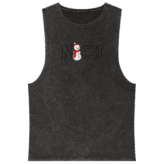 NICU Christmas Snowman Nurse Mineral Wash Tank Tops
