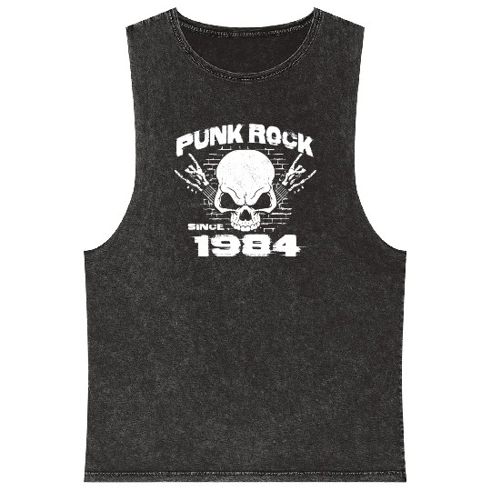 Punk Rock Since 1984 - Skull Rock Hands 40th Mineral Wash Tank Tops