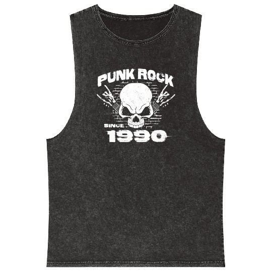 Punk Rock Since 1990 - Skull Rock Hands 34th Mineral Wash Tank Tops