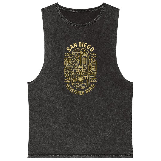 San Diego Registered Nurse Graphic Design Mineral Wash Tank Tops