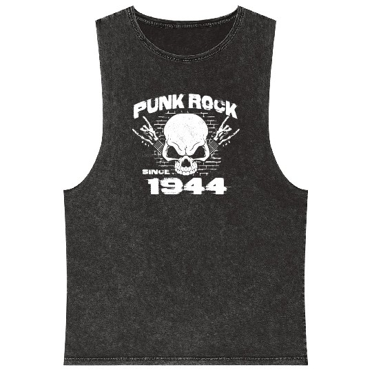 Punk Rock Since 1944 - Skull Rock Hands 80th Mineral Wash Tank Tops