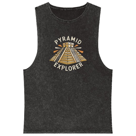 Aztec Pyramid Mayan Indigenous Mexican Aztec Mineral Wash Tank Tops