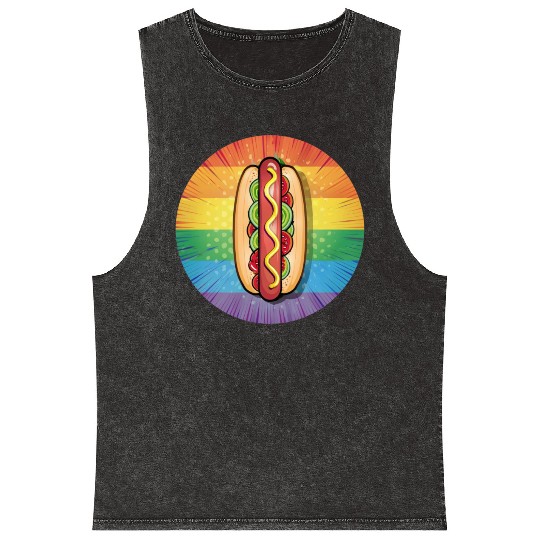 LGBTQ Hot Dog Mineral Wash Tank Tops