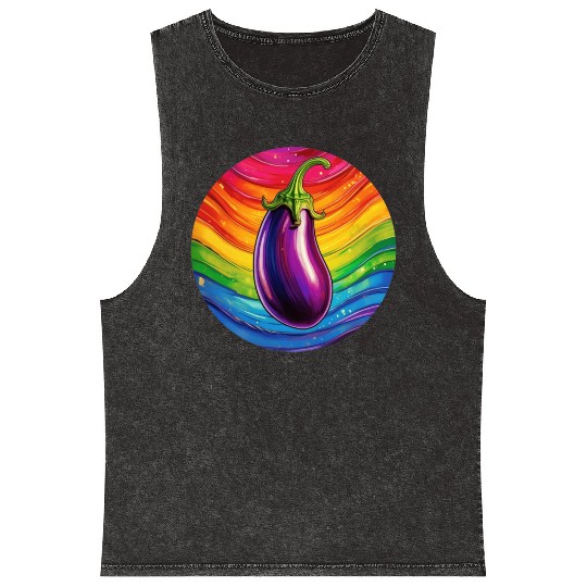 LGBTQ Eggplant Mineral Wash Tank Tops