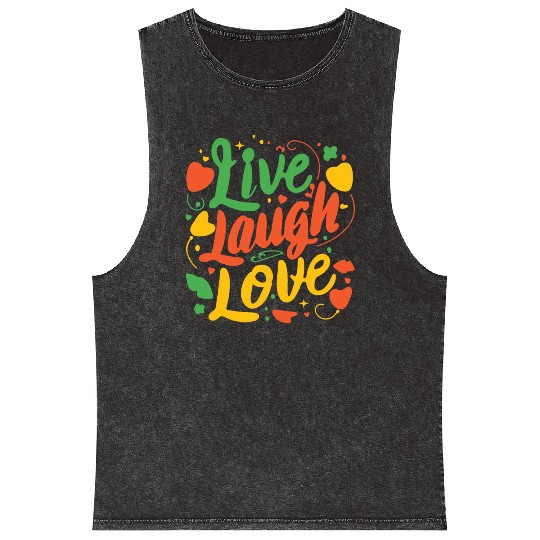 live laugh love Mineral Wash Tank Tops