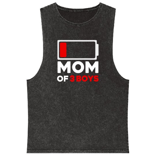 Tired Mom Of 3 Boys Low Battery Mineral Wash Tank Tops