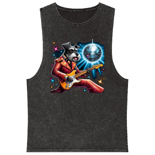 Disco Miniature Schnauzer dog Mineral Wash Tank Tops