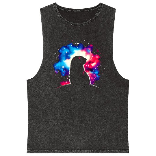 Cool Prairie Galaxy Space Art Mineral Wash Tank Tops