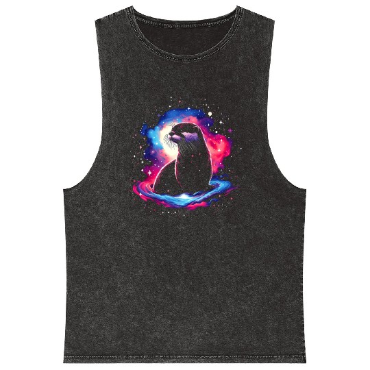 Cool Galaxy Graphic Space Art Mineral Wash Tank Tops