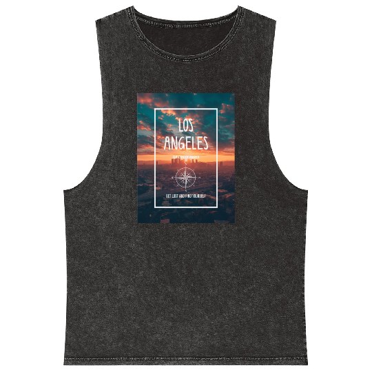 Los Angeles Get Lost and Find Yourself Mineral Wash Tank Tops