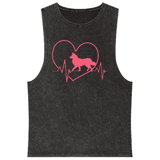 Border Collie Dog Heartbeat Border Collie Lover Mineral Wash Tank Tops