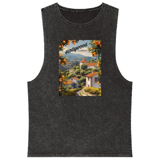 Old Hollywood California: Orange Groves Await Mineral Wash Tank Tops