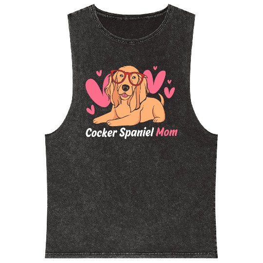 Cute Cocker Spaniel Mom Dog With Glasses Mineral Wash Tank Tops