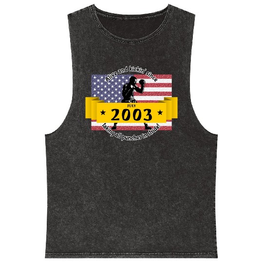 21st birthday Alive and kickin since 07/2003 Mineral Wash Tank Tops