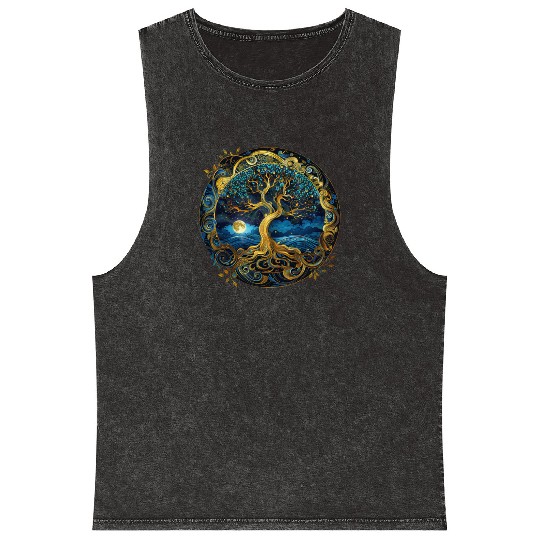 Irish Nordic Celtic Tree of Life Yggdrasil Mineral Wash Tank Tops