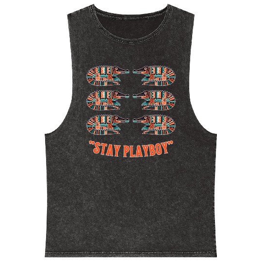 Stylish Playboy with Crocodile Mineral Wash Tank Tops