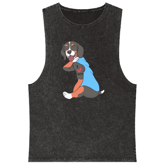 Cute Bernese Dog I Love Mom For Dog Mom Mineral Wash Tank Tops