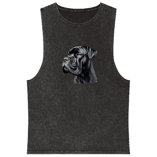 Black Cane Corso Dog Art Mineral Wash Tank Tops, Realistic Dog