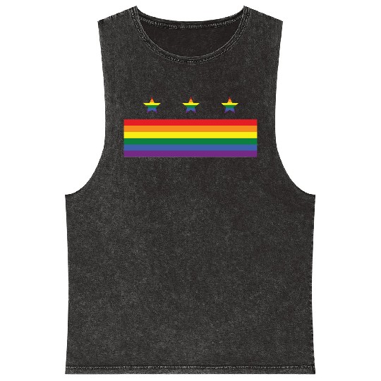 Washington DC Gay Pride Parade Rainbow Flag Mineral Wash Tank Tops