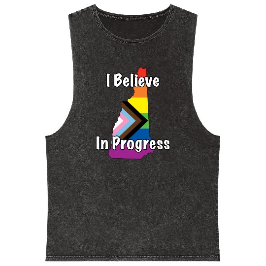 New Hampshire Pride Believe in Progress Flag Mineral Wash Tank Tops