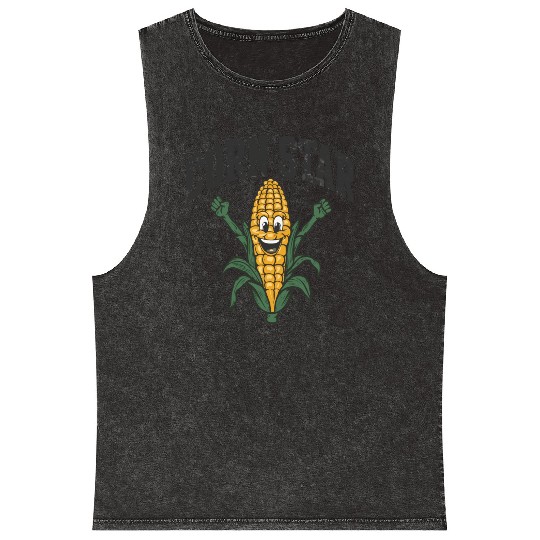 Funny Farm Food Mineral Wash Tank Tops Corny Cob Farmer Corn Star