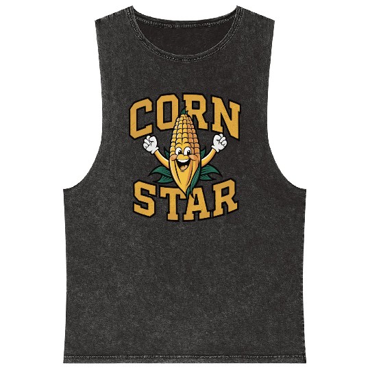 Funny Farm Food Mineral Wash Tank Tops Corny Cob Farmer Corn Star