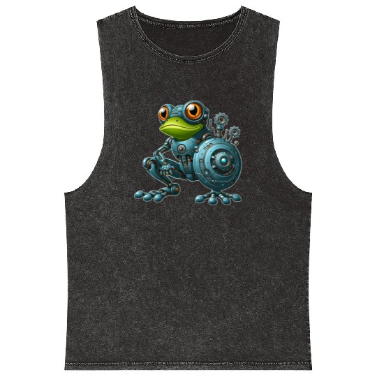Cyborg Frog Toad Newt Robot Mech Design Mineral Wash Tank Tops
