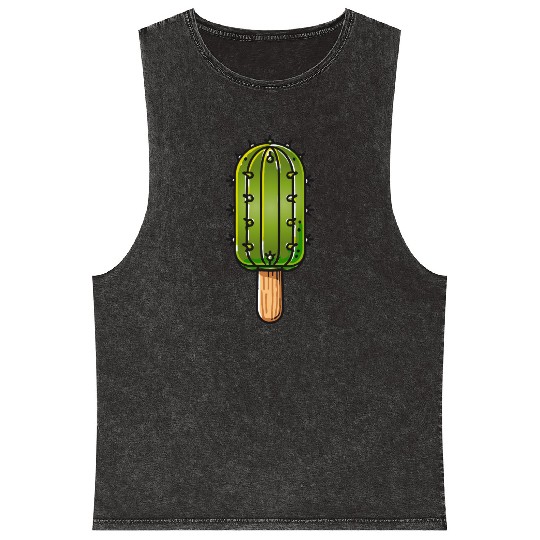 Funny cactus ice cream motif in comic style is fun Mineral Wash Tank Tops