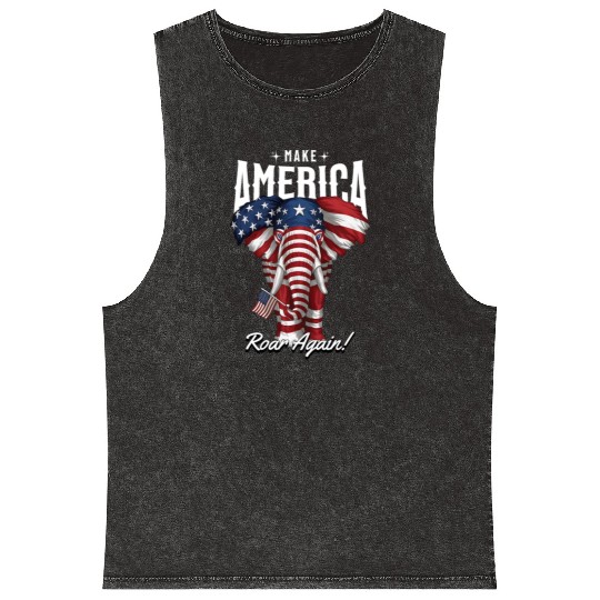 Republican Make America Roar Again Election 2024 Mineral Wash Tank Tops