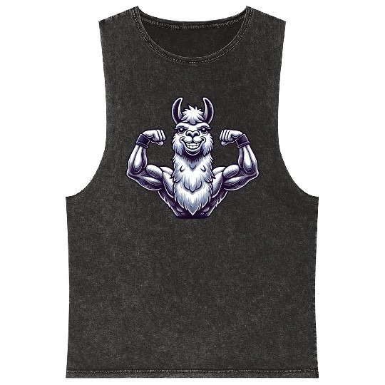 Strong llama alpaca workout fitness bodybuilder Mineral Wash Tank Tops