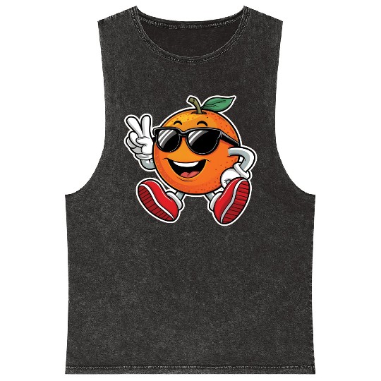 Funny Orange Fruit Relaxing Mineral Wash Tank Tops