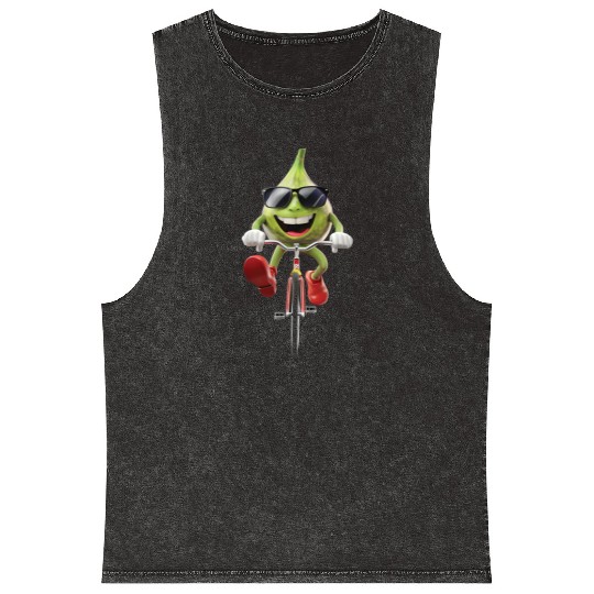 Fig Cycling On Bike Realistic Mineral Wash Tank Tops