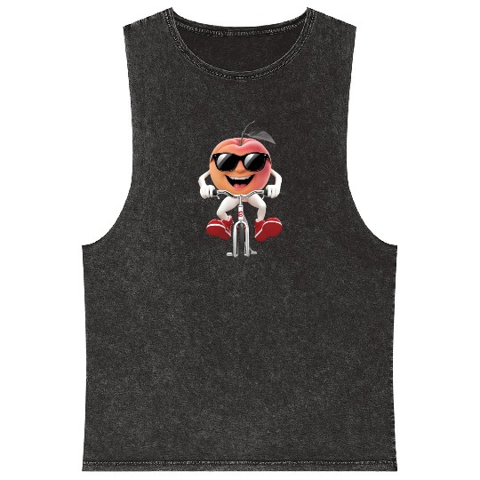 Apricot Cycling On Bike Realistic Mineral Wash Tank Tops