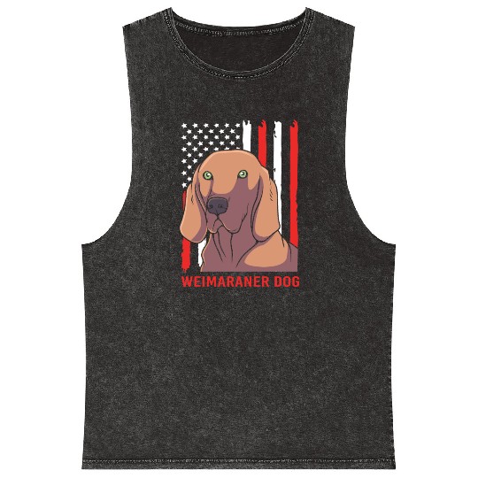 US Flag 4th Of July Patriotic Dog Weimaraner Lover Mineral Wash Tank Tops