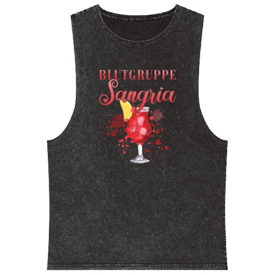 Cocktail Bartender Blutgruppe Sangria Mineral Wash Tank Tops