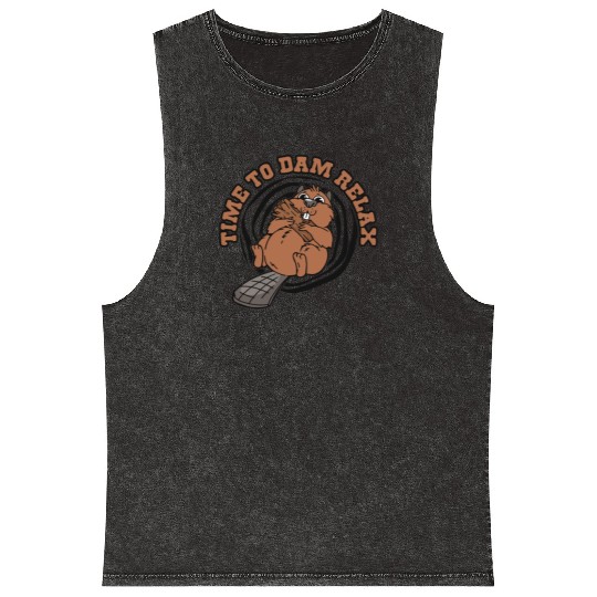 Time To Dam Relax North American Eurasian Beaver Mineral Wash Tank Tops