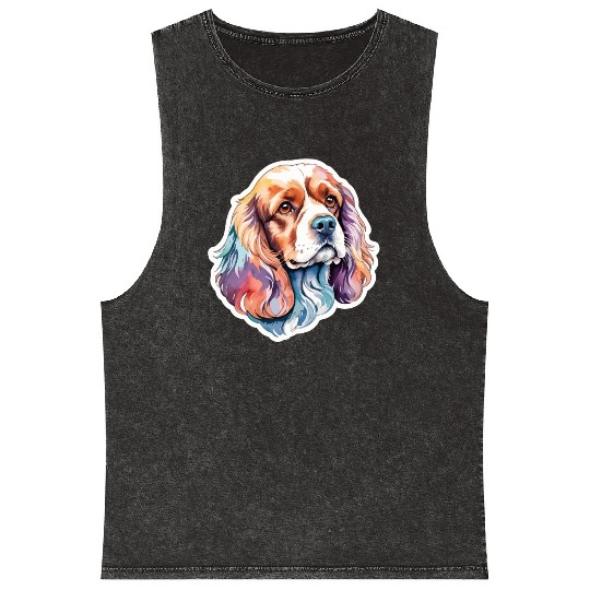 American Cocker Spaniel Watercolor Mineral Wash Tank Tops